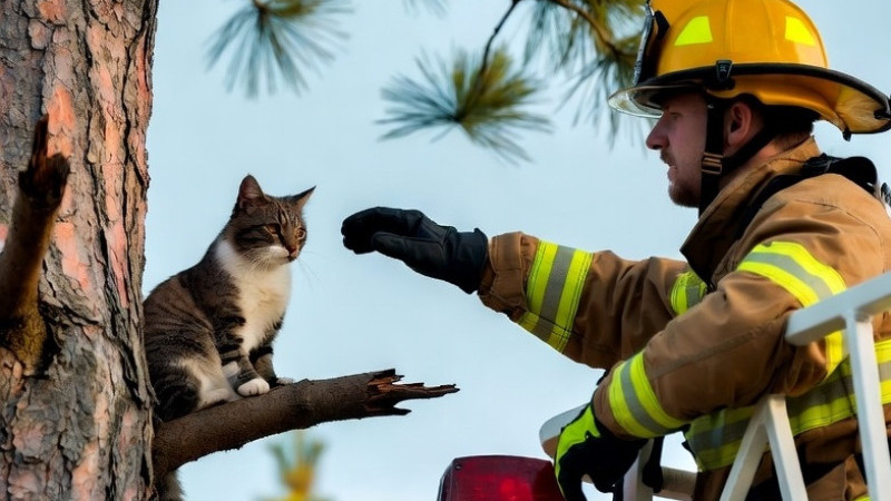 Koca Yürekli Öğretmen Yavru Kediyi Kurtardı